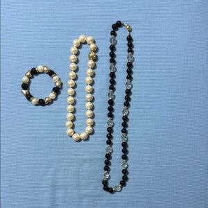 Timeless Black and White Beaded Necklace Set